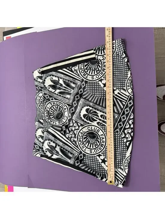 Adidas x Farm Rio Skirt Black White Graphic Print JD6312 Women Size Medium - Picture 9 of 9